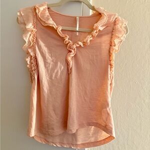 Anthropologie Peach Ruffled Blouse